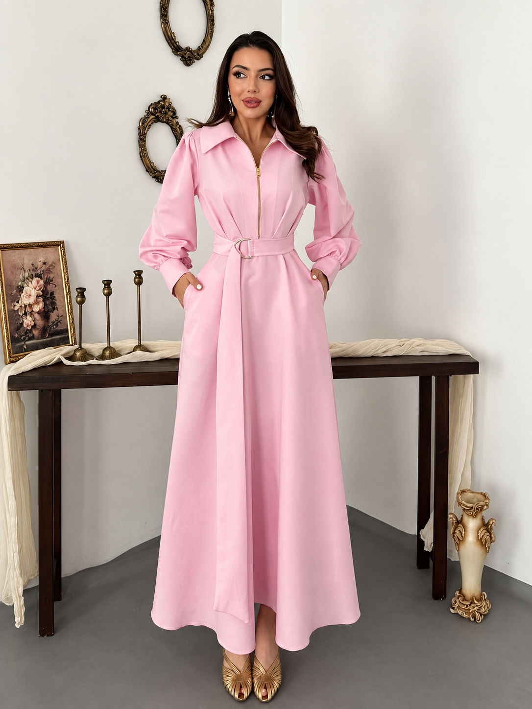 Robe Longue Ceinturée
