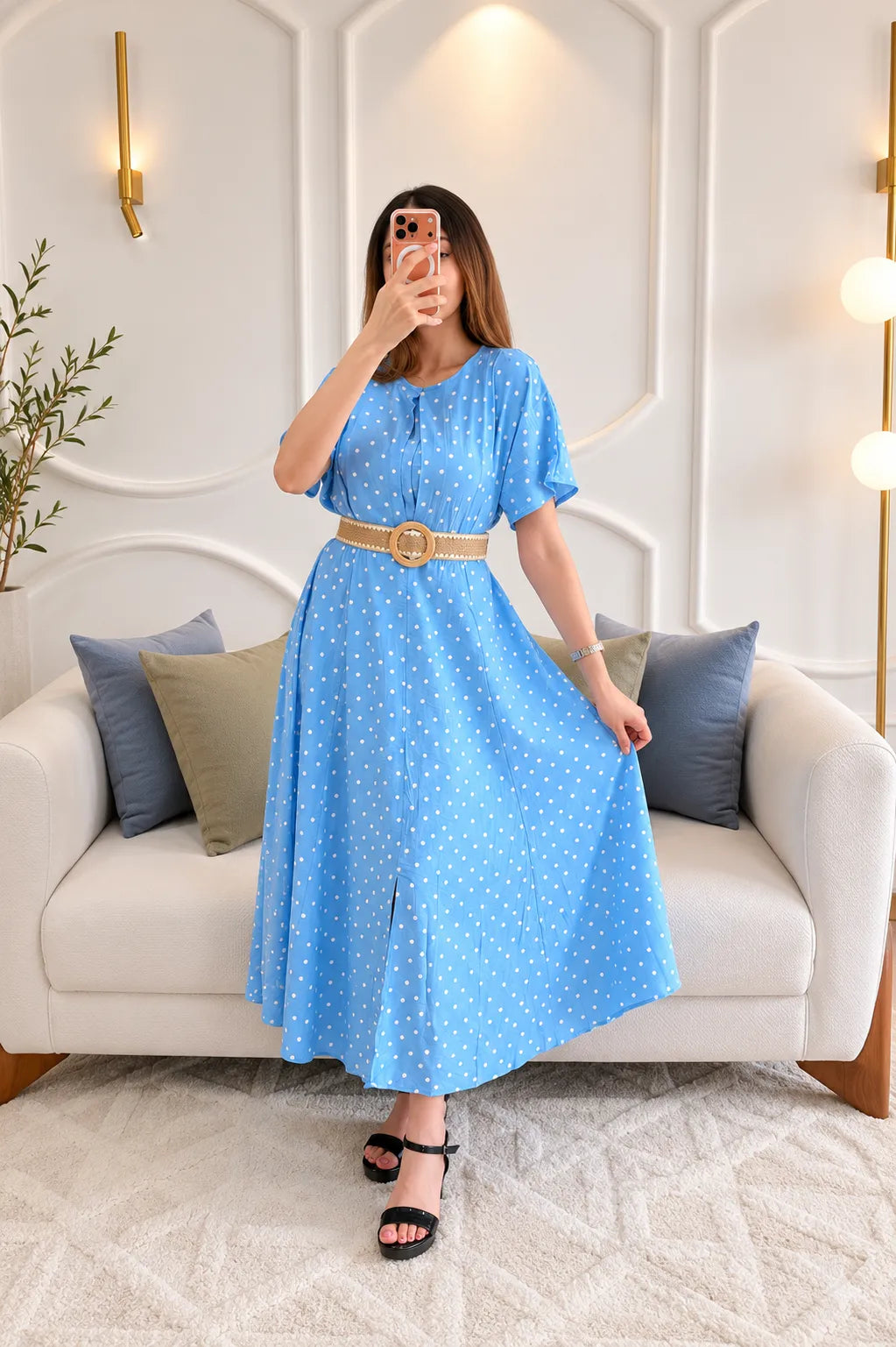 Navy Polka Dot