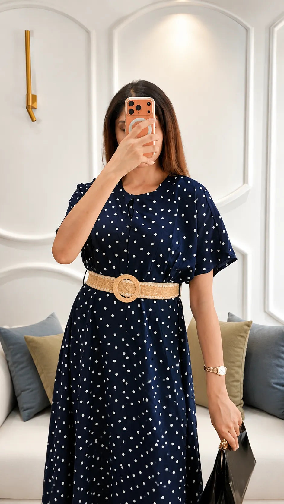 Navy Polka Dot