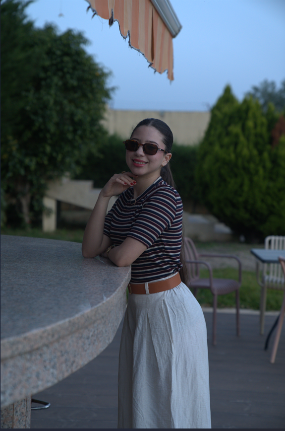 T-shirt Rayé Casual Chic à Manches Courtes